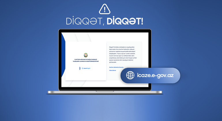 Warning from the State Agency on the portal icaze.e-gov.az
